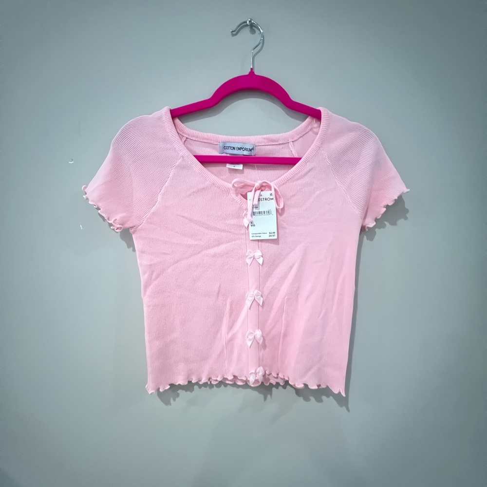 Pink Crop Top with bow details